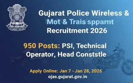 Gujarat Police Wireless & Motor Transport Recruitment 2026: Apply for 950 PSI & Technical Operator Posts